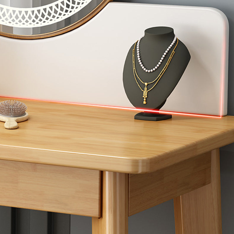 Vanité de maquillage de table en bois massif de 29,52 "Hauteur avec miroir et tiroirs
