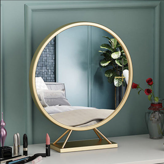 Glam Style 1- Drawer Wood Makeup Table Vanity Stool in Green Mirror None