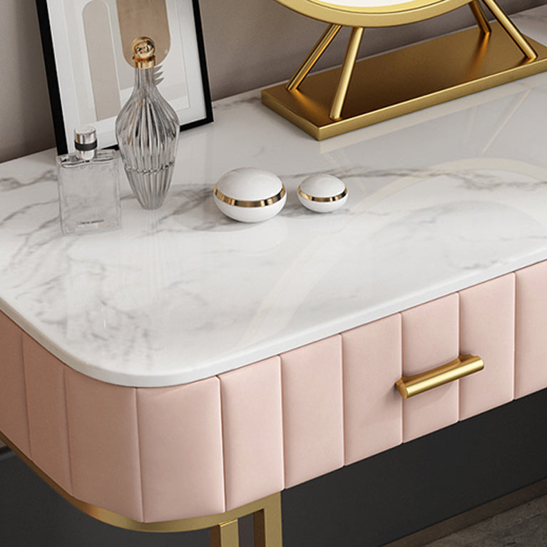 Tavolo da toeletta da top vanità in marmo glam da 29,5 "con 2 cassetti