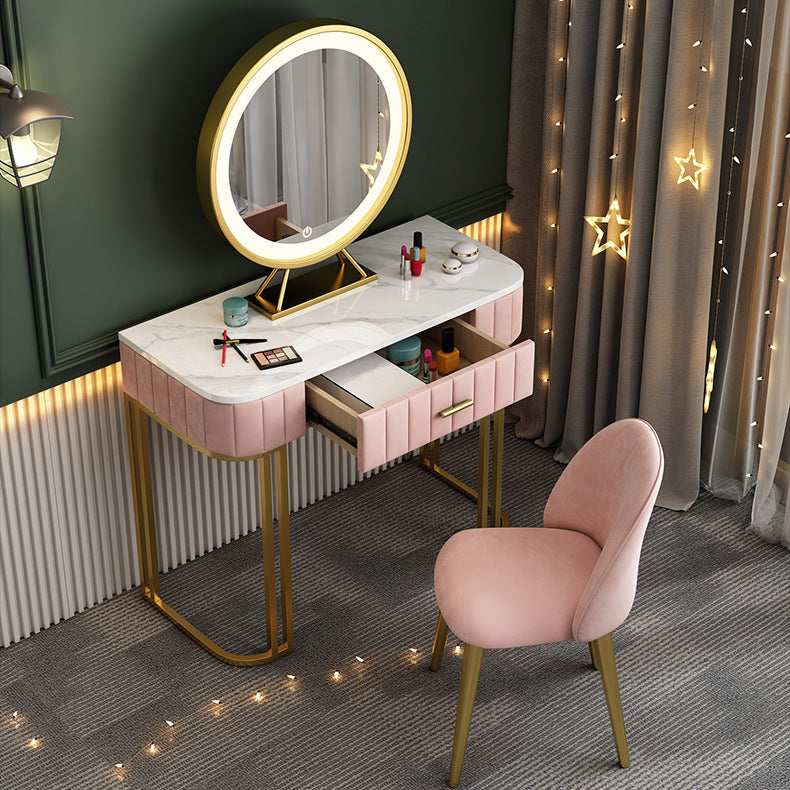 Tavolo da toeletta da top vanità in marmo glam da 29,5 "con 2 cassetti