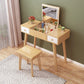 Solid Wood Vanity Makeup Table Set 2 Drawer Flip-Top Dressing Table Makeup Vanity & Stools Natural Wood White Clearhalo 'Bedroom Furniture' 'furn' 'furn_makeup_vanities' 'Furniture' 'Makeup Vanities' 'makeup_vanities' 6363820