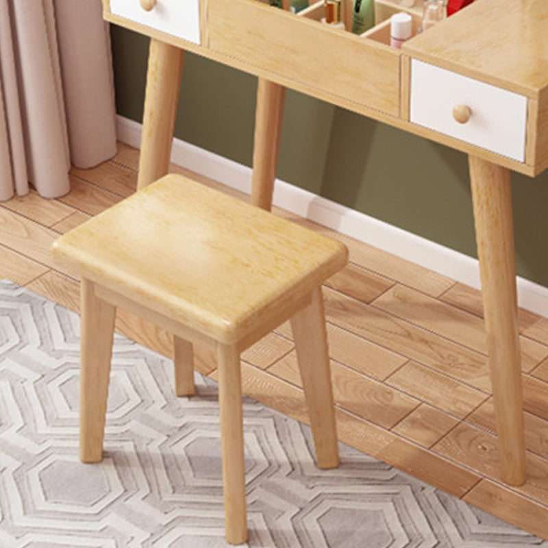 Solid Wood Vanity Makeup Table Set 2 Drawer Flip-Top Dressing Table Clearhalo 'Bedroom Furniture' 'furn' 'furn_makeup_vanities' 'Furniture' 'Makeup Vanities' 'makeup_vanities' 6363821