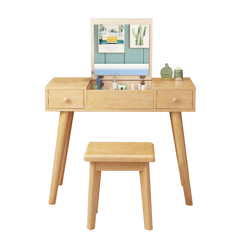 Solid Wood Vanity Makeup Table Set 2 Drawer Flip-Top Dressing Table Clearhalo 'Bedroom Furniture' 'furn' 'furn_makeup_vanities' 'Furniture' 'Makeup Vanities' 'makeup_vanities' 6363822