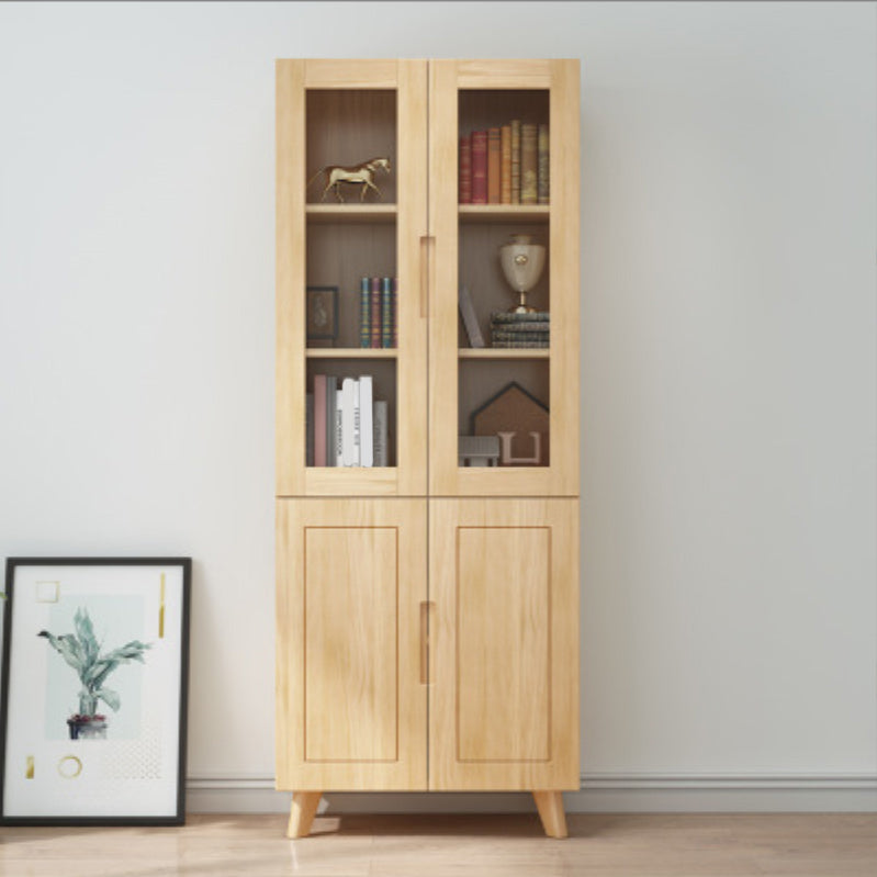 Contemporary Cabinet Rectangle Glass Paned With Doors Pine Accent Cabinet 2 2 Clearhalo 'Cabinets & Chests' 'cabinets_chests' 'furn' 'furn_cabinets_chests' 'Furniture' 'Living Room Furniture' 6363839