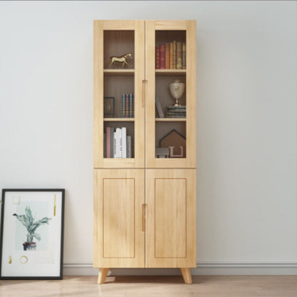 Contemporary Cabinet Rectangle Glass Paned With Doors Pine Accent Cabinet 2 2 Clearhalo 'Cabinets & Chests' 'cabinets_chests' 'furn' 'furn_cabinets_chests' 'Furniture' 'Living Room Furniture' 6363839