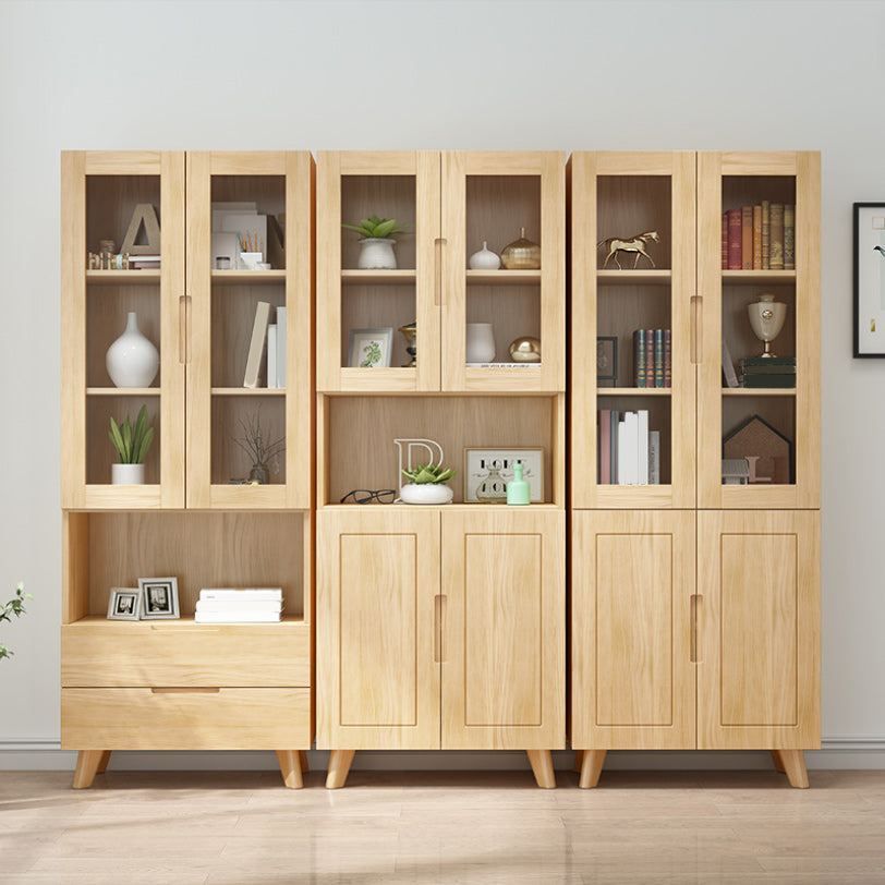 Contemporary Cabinet Rectangle Glass Paned With Doors Pine Accent Cabinet Clearhalo 'Cabinets & Chests' 'cabinets_chests' 'furn' 'furn_cabinets_chests' 'Furniture' 'Living Room Furniture' 6363841