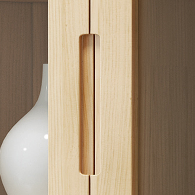 Contemporary Cabinet Rectangle Glass Paned With Doors Pine Accent Cabinet Clearhalo 'Cabinets & Chests' 'cabinets_chests' 'furn' 'furn_cabinets_chests' 'Furniture' 'Living Room Furniture' 6363845