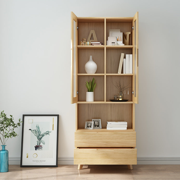 Contemporary Cabinet Rectangle Glass Paned With Doors Pine Accent Cabinet Clearhalo 'Cabinets & Chests' 'cabinets_chests' 'furn' 'furn_cabinets_chests' 'Furniture' 'Living Room Furniture' 6363847