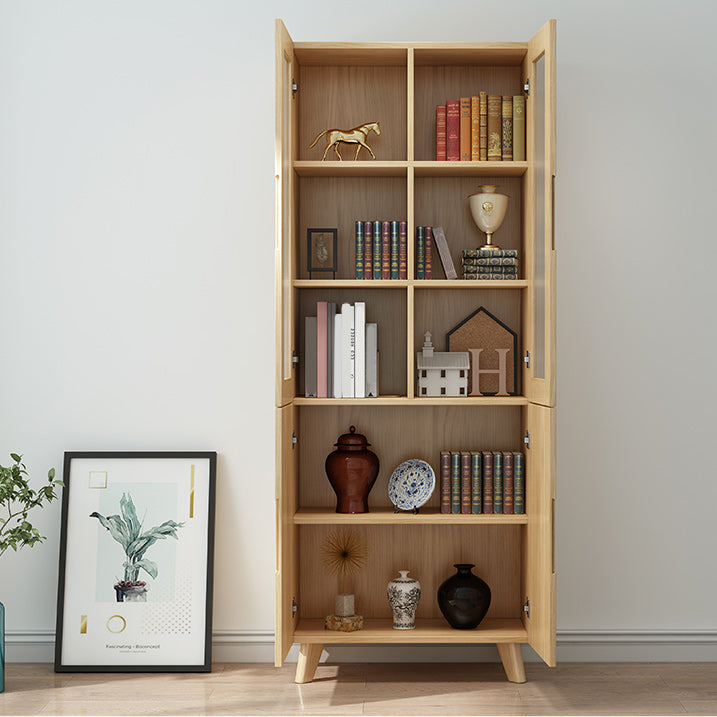 Contemporary Cabinet Rectangle Glass Paned With Doors Pine Accent Cabinet Clearhalo 'Cabinets & Chests' 'cabinets_chests' 'furn' 'furn_cabinets_chests' 'Furniture' 'Living Room Furniture' 6363848