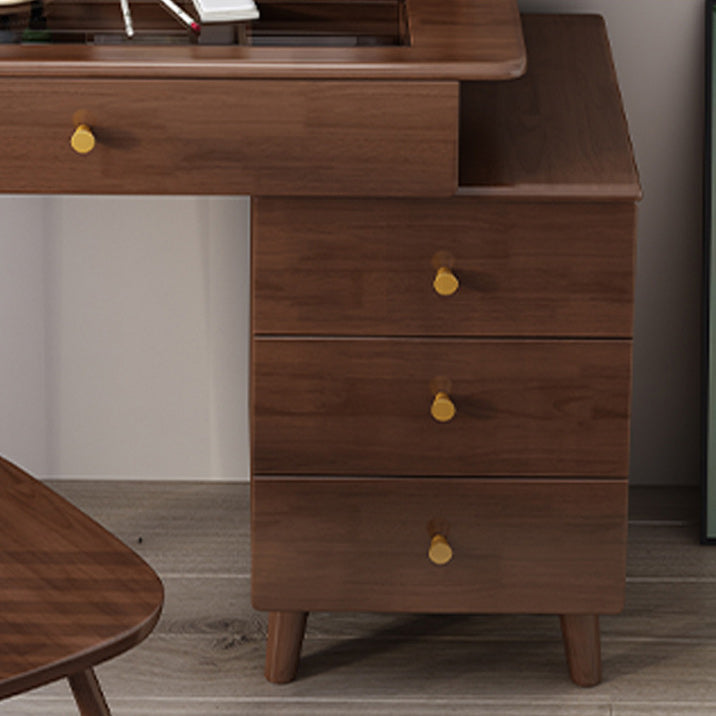 Tavolo da trucco in legno massiccio a specchio scandinavo in marrone