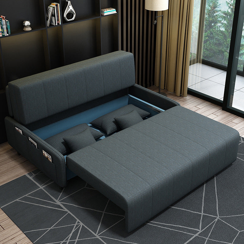 Pillow Included Convertible Sofa Armless Foldable Futon Sofa Bed Black Sponge Clearhalo 'furn' 'furn_futons' 'Furniture' 'Futons & Daybeds' 'Futons' 'Living Room Furniture' 6363933