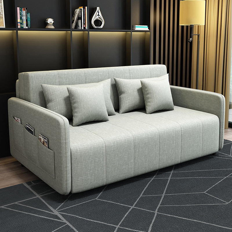 Pillow Included Convertible Sofa Armless Foldable Futon Sofa Bed 53.1"L x 39.4"W x 32.3"H White Clearhalo 'furn' 'furn_futons' 'Furniture' 'Futons & Daybeds' 'Futons' 'Living Room Furniture' 6363937