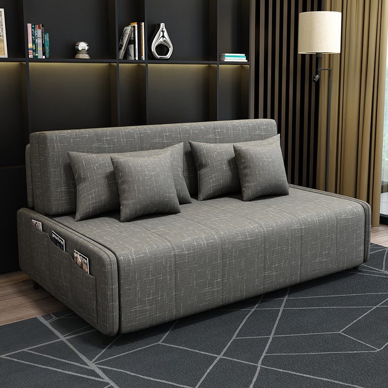 Pillow Included Convertible Sofa Armless Foldable Futon Sofa Bed Brown Latex Clearhalo 'furn' 'furn_futons' 'Furniture' 'Futons & Daybeds' 'Futons' 'Living Room Furniture' 6363942