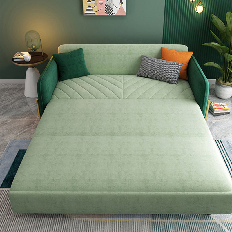 Pillow Included Convertible Sofa Green Foldable Upholstered Futon Sofa Bed