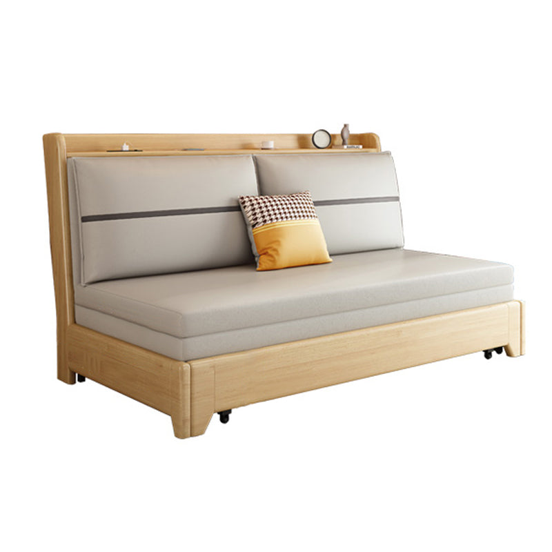 Wood Convertible Sofa Pillow Included Foldable Futon Sofa Bed