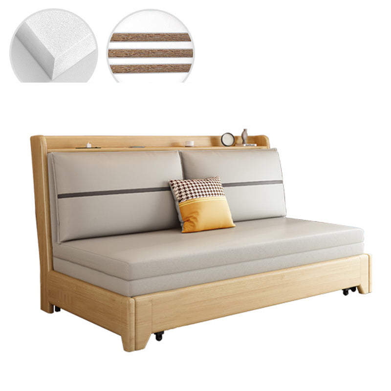 Wood Convertible Sofa Pillow Included Foldable Futon Sofa Bed