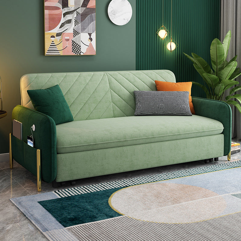 Modern Green Convertible Sofa Pillow Included Foldable Futon Sofa Bed