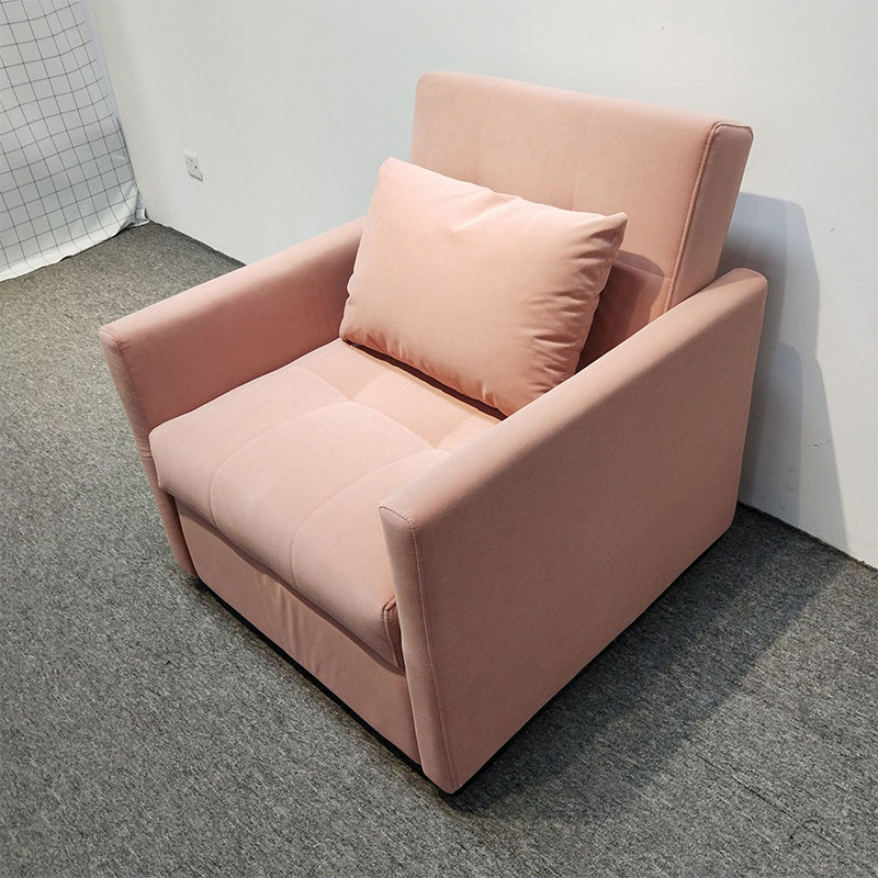 Recessed Arms Futon Sofa Bed Pillow Included Cushion Back Sleeper Sofa Cotton Clearhalo 'furn' 'furn_futons' 'Furniture' 'Futons & Daybeds' 'Futons' 'Living Room Furniture' 6364039