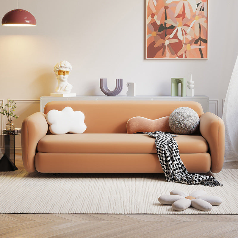 Recessed Arms Futon Sofa Bed Cushion Back Pillow Included Sleeper Sofa Clearhalo 'furn' 'furn_futons' 'Furniture' 'Futons & Daybeds' 'Futons' 'Living Room Furniture' 6364051