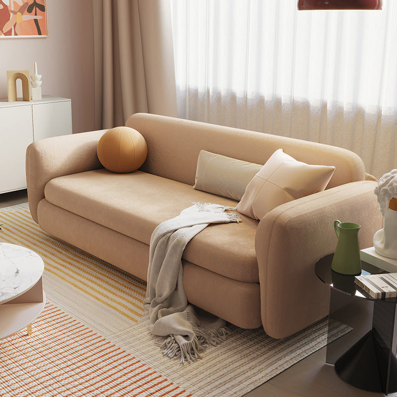 Recessed Arms Futon Sofa Bed Cushion Back Pillow Included Sleeper Sofa 59.1"L x 37.4"W x 30.3"H Brown Clearhalo 'furn' 'furn_futons' 'Furniture' 'Futons & Daybeds' 'Futons' 'Living Room Furniture' 6364054