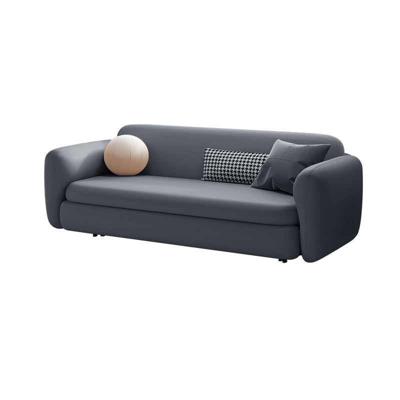 Recessed Arms Futon Sofa Bed Cushion Back Pillow Included Sleeper Sofa 59.1"L x 37.4"W x 30.3"H Navy Blue Clearhalo 'furn' 'furn_futons' 'Furniture' 'Futons & Daybeds' 'Futons' 'Living Room Furniture' 6364055