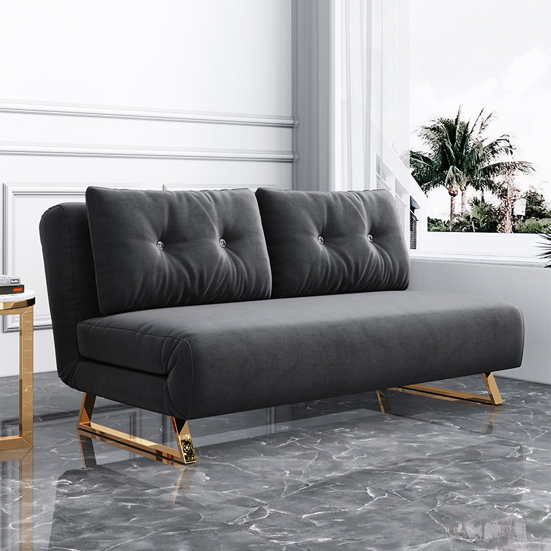 Cushion Back Futon Sofa Bed Pillow Included Sleeper Sofa with Gold Leg Grey Clearhalo 'furn' 'furn_futons' 'Furniture' 'Futons & Daybeds' 'Futons' 'Living Room Furniture' 6364075