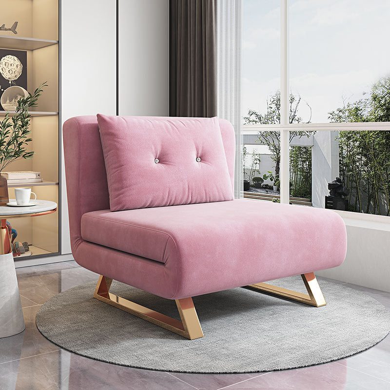 Cushion Back Futon Sofa Bed Pillow Included Sleeper Sofa with Gold Leg 37"L x 35"W x 30"H Pink Clearhalo 'furn' 'furn_futons' 'Furniture' 'Futons & Daybeds' 'Futons' 'Living Room Furniture' 6364078