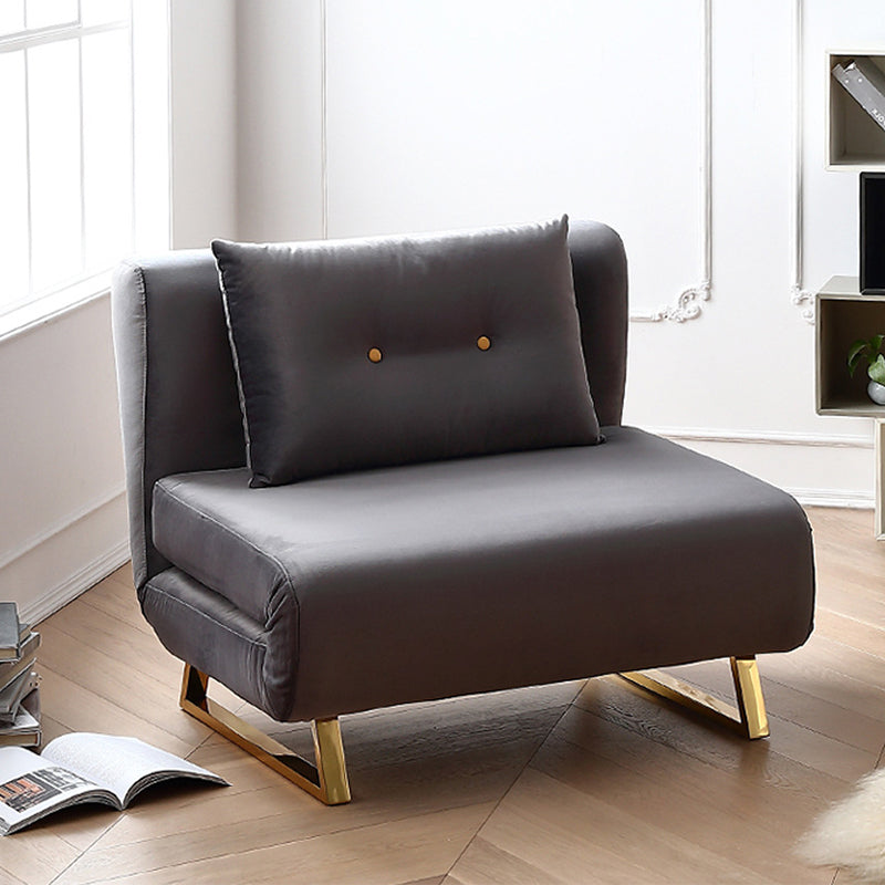 Cushion Back Futon Sofa Bed Pillow Included Sleeper Sofa with Gold Leg Clearhalo 'furn' 'furn_futons' 'Furniture' 'Futons & Daybeds' 'Futons' 'Living Room Furniture' 6364088