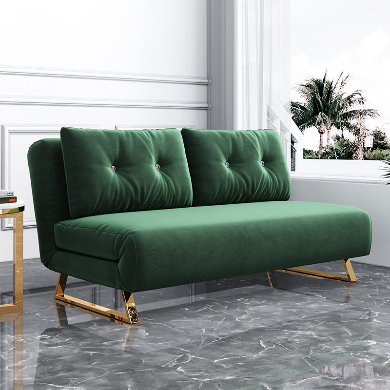 Cushion Back Futon Sofa Bed Pillow Included Sleeper Sofa with Gold Leg Green Clearhalo 'furn' 'furn_futons' 'Furniture' 'Futons & Daybeds' 'Futons' 'Living Room Furniture' 6364090