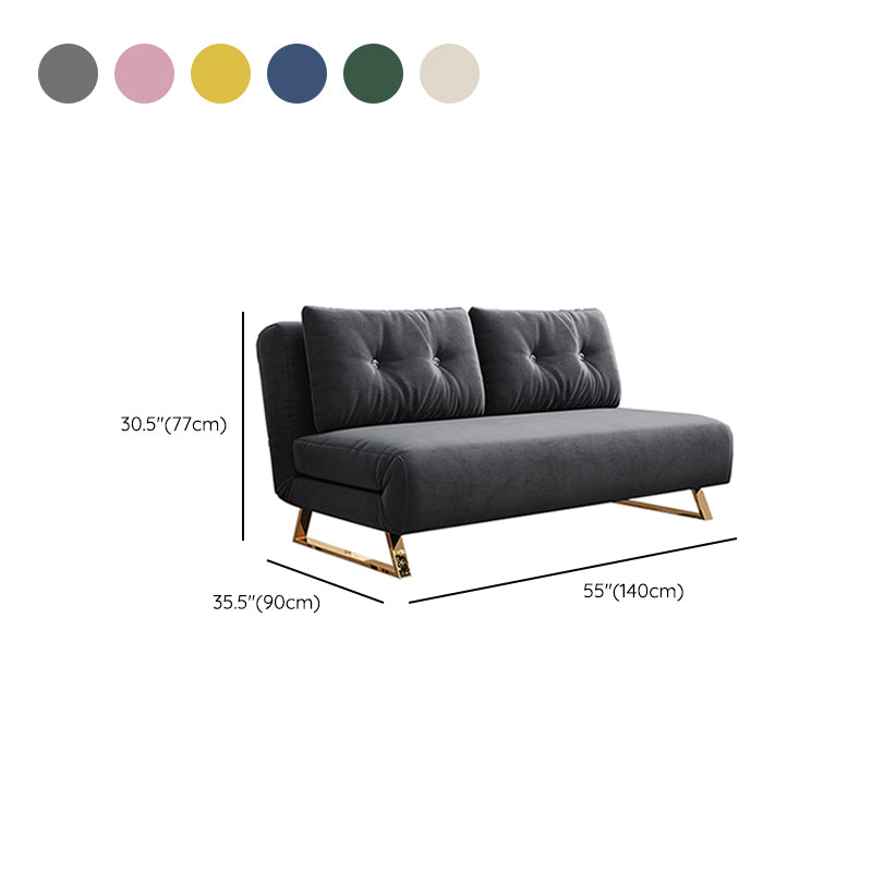 Cushion Back Futon Sofa Bed Pillow Included Sleeper Sofa with Gold Leg Clearhalo 'furn' 'furn_futons' 'Furniture' 'Futons & Daybeds' 'Futons' 'Living Room Furniture' 6364093