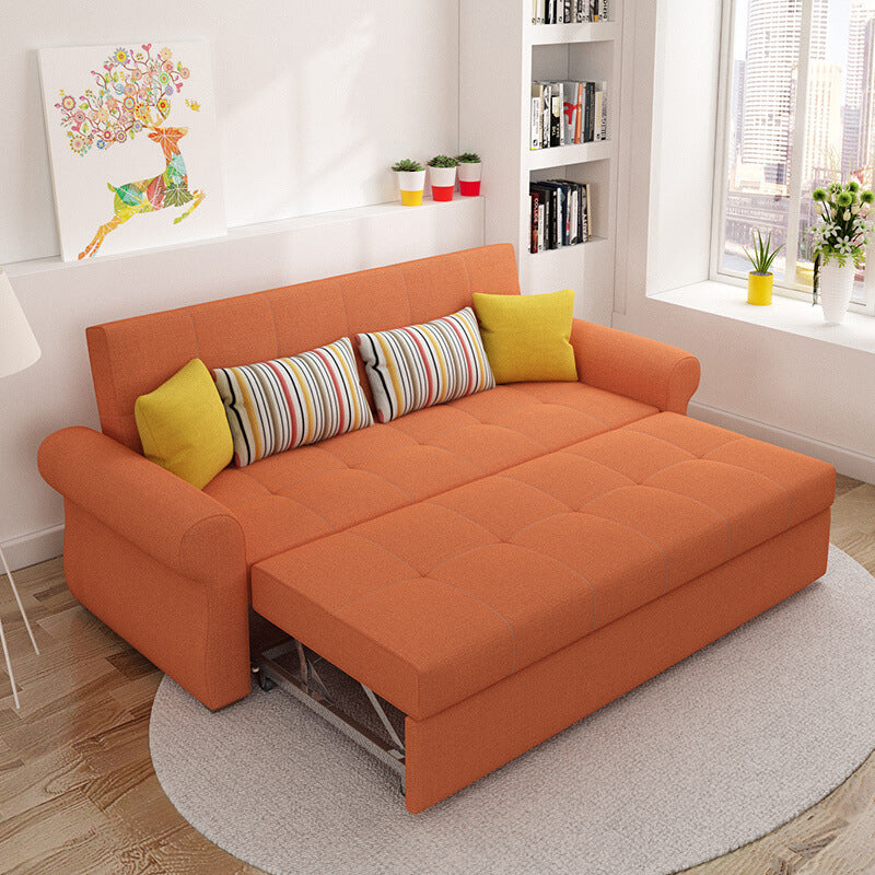 Cushion Back Futon Sofa bedkussen omvatte wijd uitlopende armen slaper bank