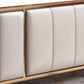 White Standard Bed Modern Bed Frame with Upholstered Headboard