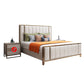White Standard Bed Modern Bed Frame with Upholstered Headboard