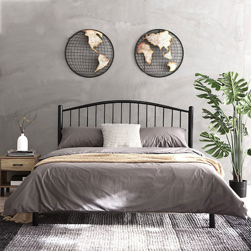 Contemporary Slat Bed Metal Black Open-Frame Bed with Custom Gold Legs Clearhalo 'Bedroom Furniture' 'Beds' 'furn' 'furn_beds' 'Furniture' 6364173