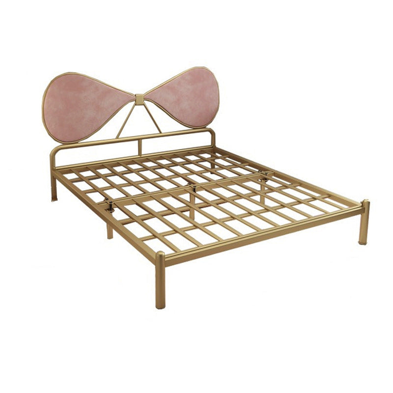Metal and Upholstered Bed Frame with Metal Legs Open-Frame Bed in Gold Clearhalo 'Bedroom Furniture' 'Beds' 'furn' 'furn_beds' 'Furniture' 6364190