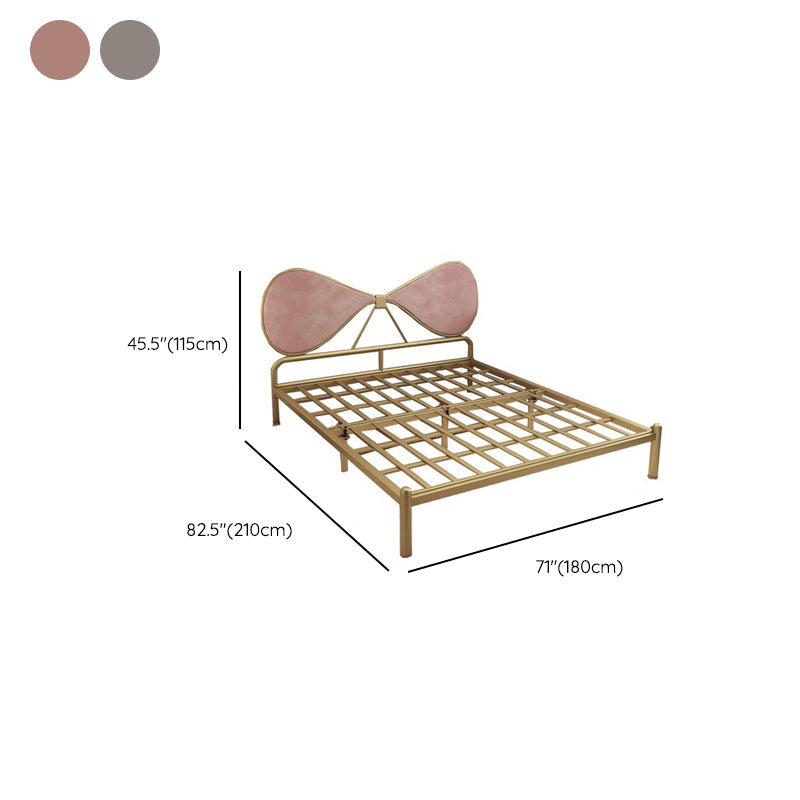 Metal and Upholstered Bed Frame with Metal Legs Open-Frame Bed in Gold Clearhalo 'Bedroom Furniture' 'Beds' 'furn' 'furn_beds' 'Furniture' 6364196