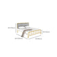 Grey and Gold Open-Frame Bed with Metal Legs Bed Frame Upholstered Headboard