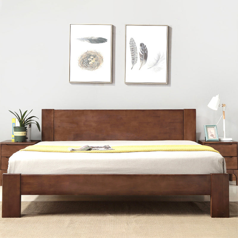 Modern Solid Color Panel Bed Rubberwood Standard Bed with Headboard California King Walnut Clearhalo 'Bedroom Furniture' 'Beds' 'furn' 'furn_beds' 'Furniture' 6364222