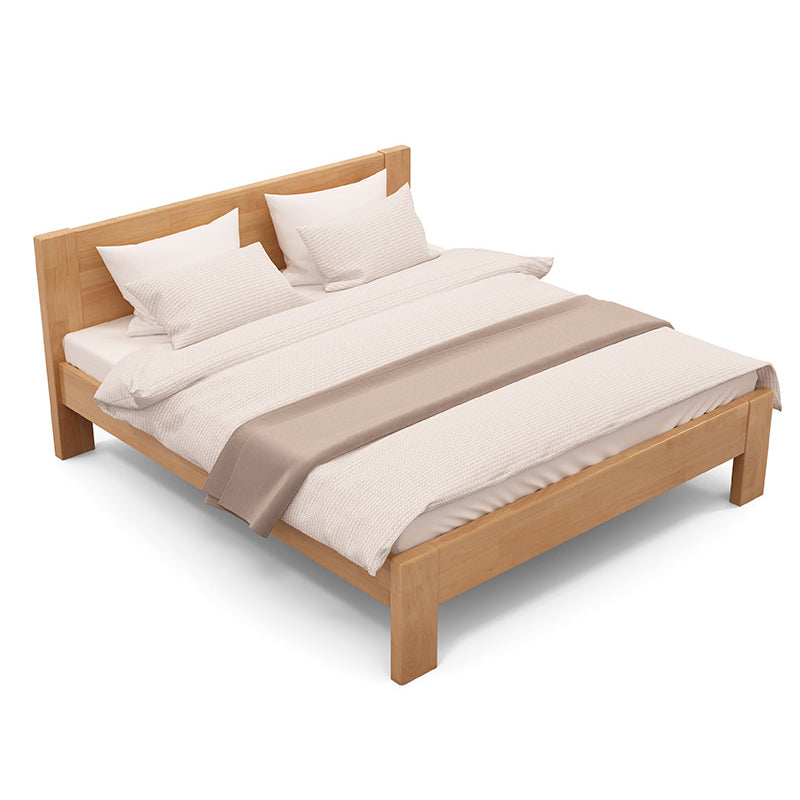 Modern Solid Color Panel Bed Rubberwood Standard Bed with Headboard Clearhalo 'Bedroom Furniture' 'Beds' 'furn' 'furn_beds' 'Furniture' 6364224