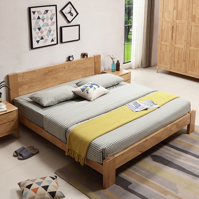 Modern Solid Color Panel Bed Rubberwood Standard Bed with Headboard Queen Wood Clearhalo 'Bedroom Furniture' 'Beds' 'furn' 'furn_beds' 'Furniture' 6364229