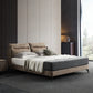 Espresso Down Panel Bed Contemporary Standard Bed with Upholstered Headboard