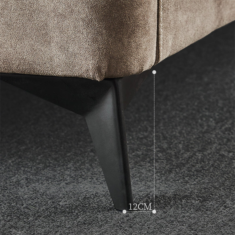 Espresso Down Panel Bed Contemporary Standard Bed with Upholstered Headboard