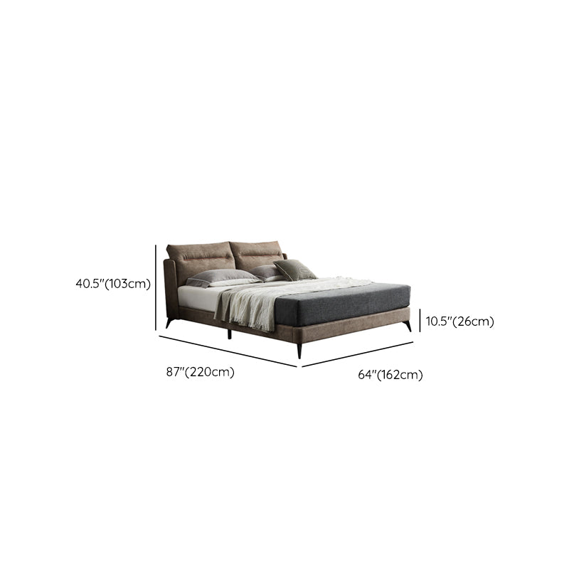Espresso Down Panel Bed Contemporary Standard Bed with Upholstered Headboard