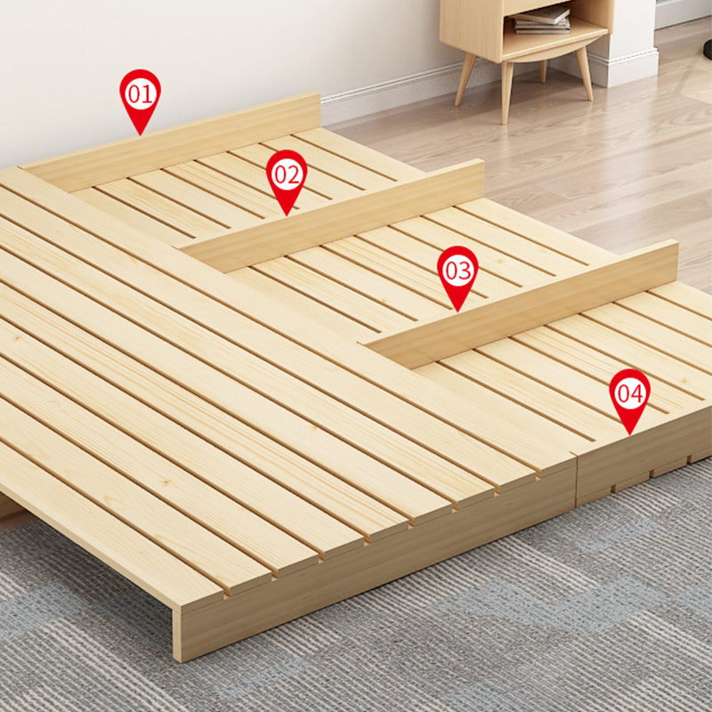 モダンプラットフォームベッドフレームソリッドウッドプラットフォームベッドパインウッド