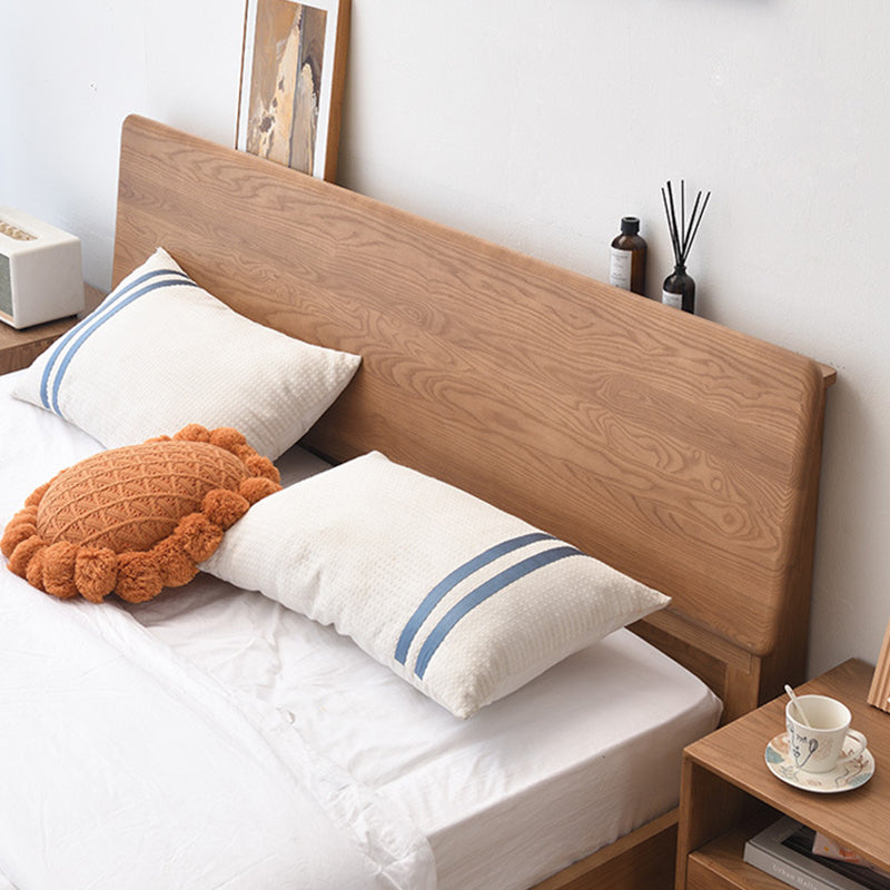 Modern Standard Bed Rectangular Solid Wood Panel Bedwith Headboard