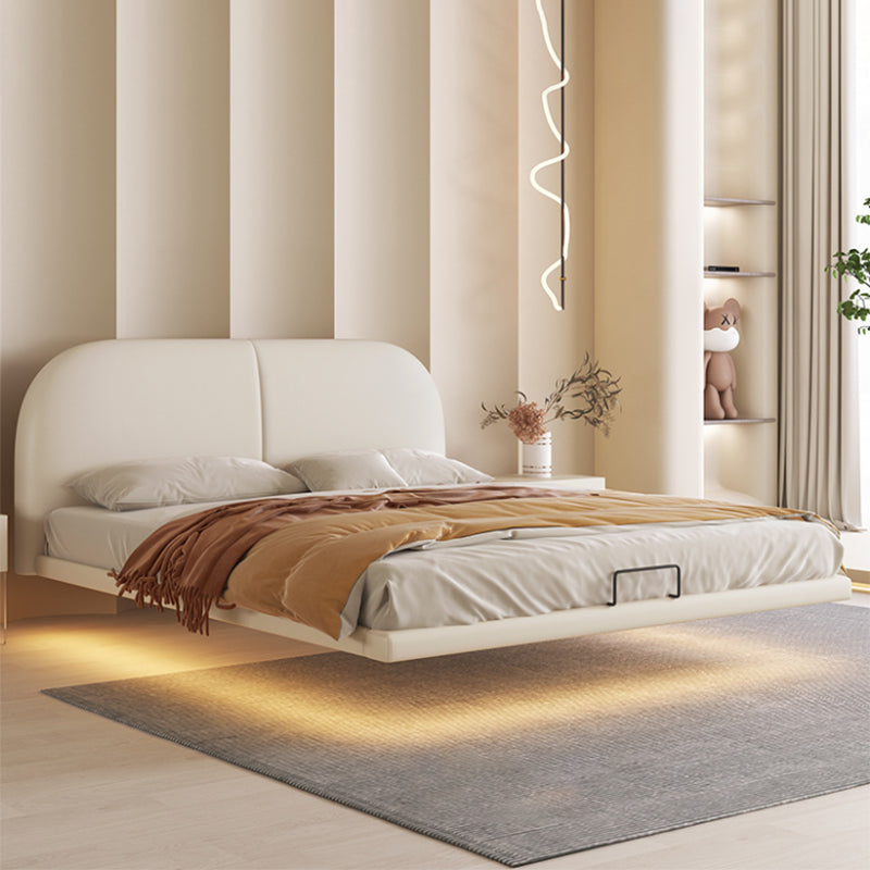 Marco de cama contemporáneo de espuma de cama estándar de color sólido con cabecera tapizada