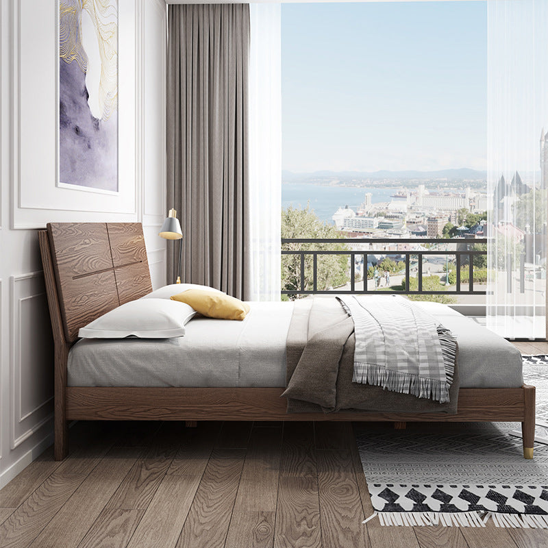 Color sólido de color rectangular Panel de cama Ceniza Cena estándar con cabecera