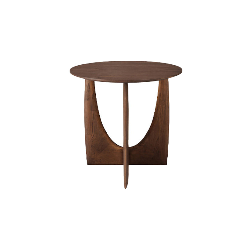 Scandinavian End Table Solid Wood Abstract Base Round Top Side Table Brown 1 Clearhalo 'Coffee & Accent Tables' 'End & Side Tables' 'end_side_tables' 'furn' 'furn_end_side_tables' 'Furniture' 'Living Room Furniture' 6364347