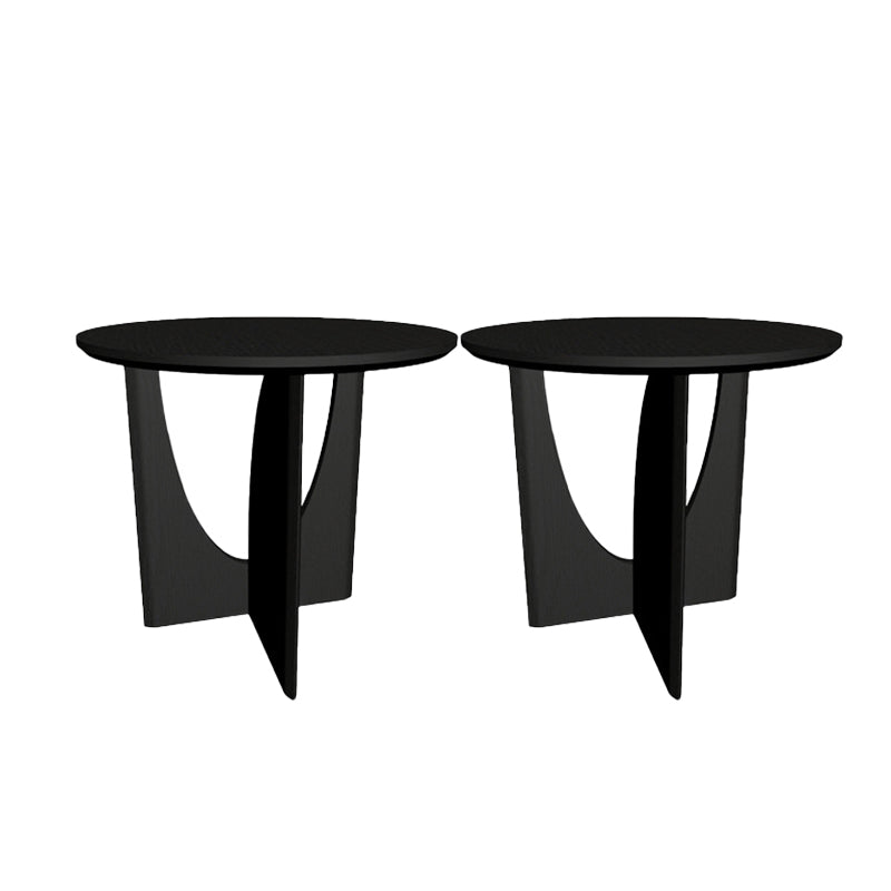 Scandinavian End Table Solid Wood Abstract Base Round Top Side Table Black 2 Clearhalo 'Coffee & Accent Tables' 'End & Side Tables' 'end_side_tables' 'furn' 'furn_end_side_tables' 'Furniture' 'Living Room Furniture' 6364353
