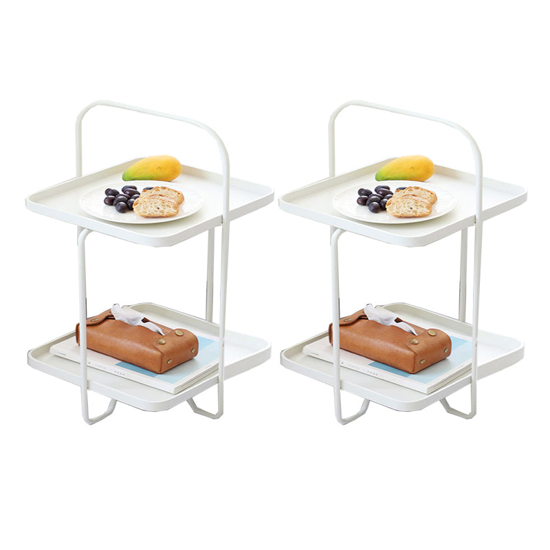 Square End Side Table X-base End Table with Shelves and Tray Top White 2 Clearhalo 'Coffee & Accent Tables' 'End & Side Tables' 'end_side_tables' 'furn' 'furn_end_side_tables' 'Furniture' 'Living Room Furniture' 6364376